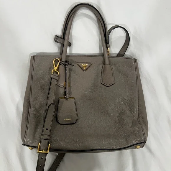 Prada Vitello Grain Grey Leather Tote, BN2829 - Picture 8 of 9